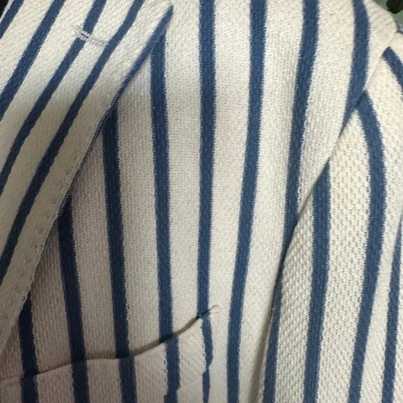 Eleventy Milano Navy and Cream Striped Blazer - Picture 8 of 9